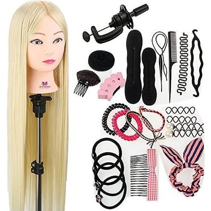 Neverland Beauty 76cm Têtes d'exercice Tête À Coiffer Coiffure Cosmétologie Pratique Mannequin Poupée 100% de Cheveux Synthétiques+