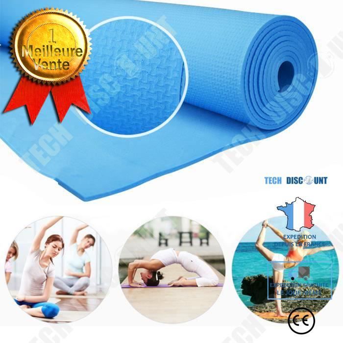 TD® Tapis de Yoga antiderapant /Epais 6mm avec sac portable Yoga d'exercice Tapis de Sol /Résistant/Multifonctionnel/ 60X173 cm