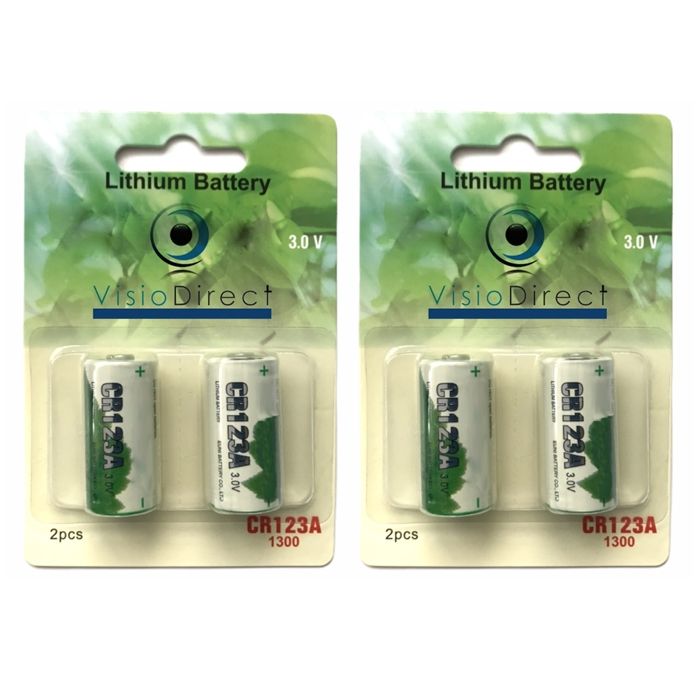 Lot de 4 Piles lithium type CR123A compatibles CR17335 / CR17345 3V - Visiodirect - Lot de 4 Piles lithium type CR123A compatibles CR17335 / CR17345 3V - Visiodirect -