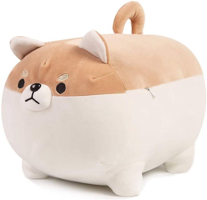 Peluche Chien Corgi / Shiba Inu - Oreiller Câlin 40 Cm - Doux En Coton, Jouet Pour Enfants Et Adultes