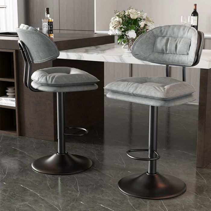 tectake® Lot de 2 Tabourets de Bar 46,5 x 104 cm, Chaise Haute Cuisine