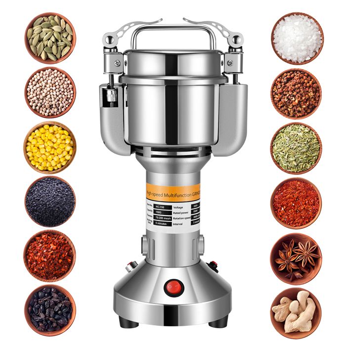 Comparer les prix de Électrique Moulin à Grains 500g Ultrafin Broyeur à Épice pour Sèches Herbe/Céréales/Café/Riz,Contre Surcharges, Acier Inoxydable