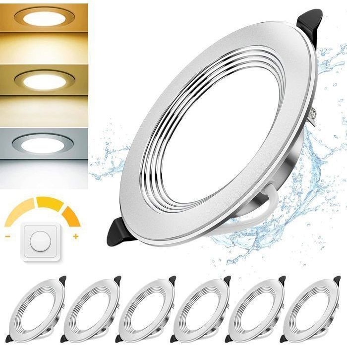 Lot De 10 Spots LED Encastrables Complets - Alu Brossé - Lumière Blanc Chaud 5W (eq. 50W)