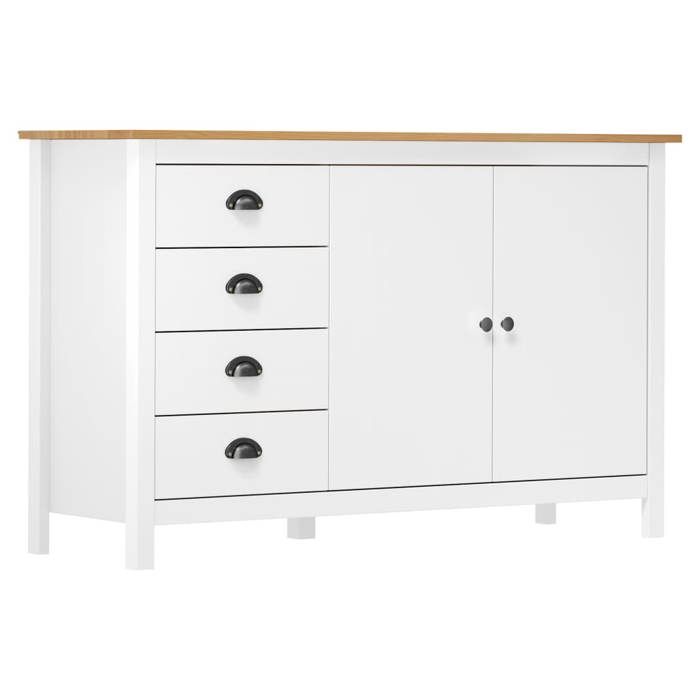 (Blanc) Buffet bahut - Buffet Enfilade Hill Blanc 130x40x80 cm Bois de pin solide 999929