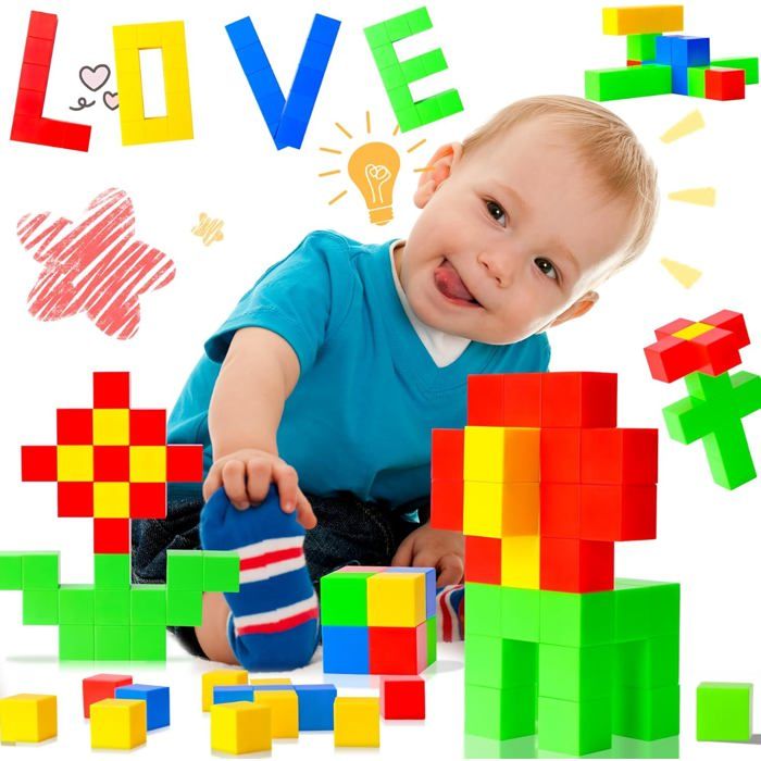 ONLYFUN Construction Magnetique Enfant 220 Pièces 2CM Magnetic