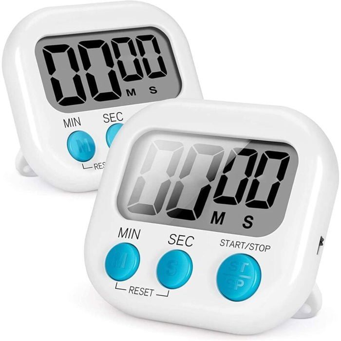 Minuteur De Cuisine Magnétique - Lot De 5, Chronomètre/compte à Rebours, Grand écran LCD, Alarme Forte (96 DB)