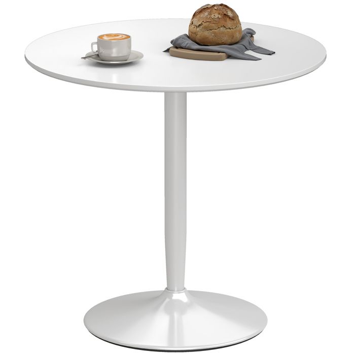 Table à manger - HOMCOM - ronde - pour 2 personnes - piétement en acier - MDF - Ø 80 x 75 cm - blanc