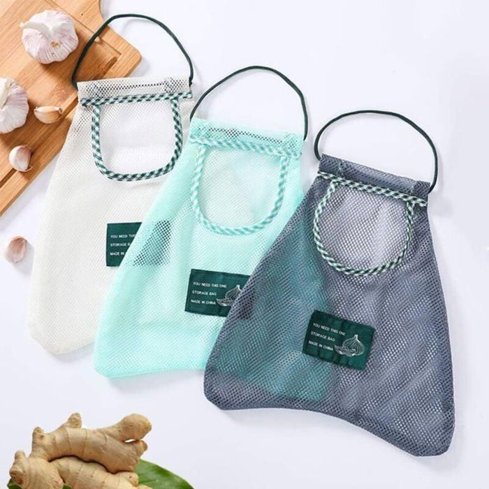 DRE-Lot de 3 sacs réutilisables à suspendre sac fourre tout pour oignons pommes de terre légumes fruits et divers