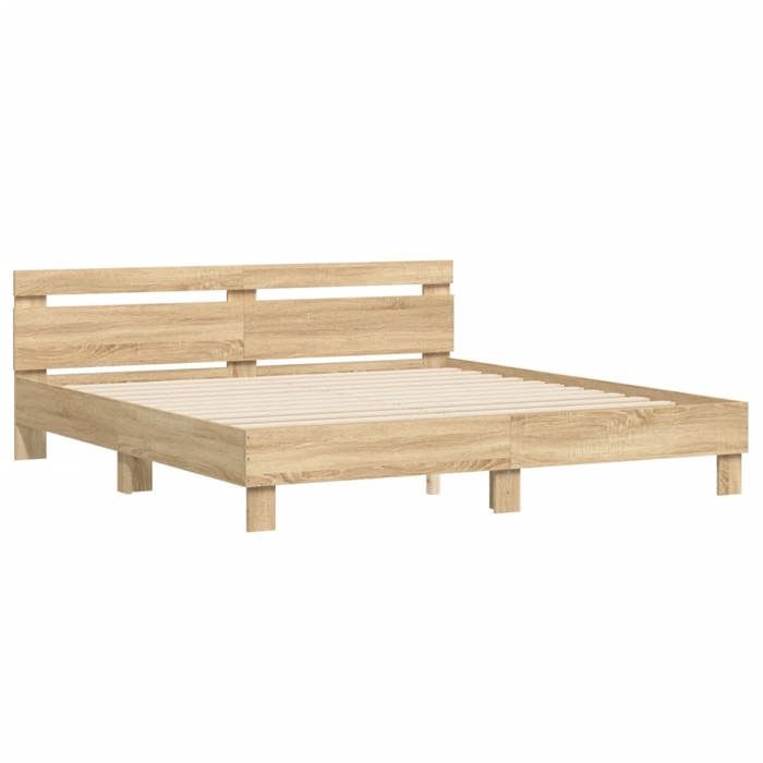Brun 160 x 200 cm - Lit Bois - stables et durable - Cadre de lit - matelas non inclus - chêne sonoma 160x200 cm 001_370747