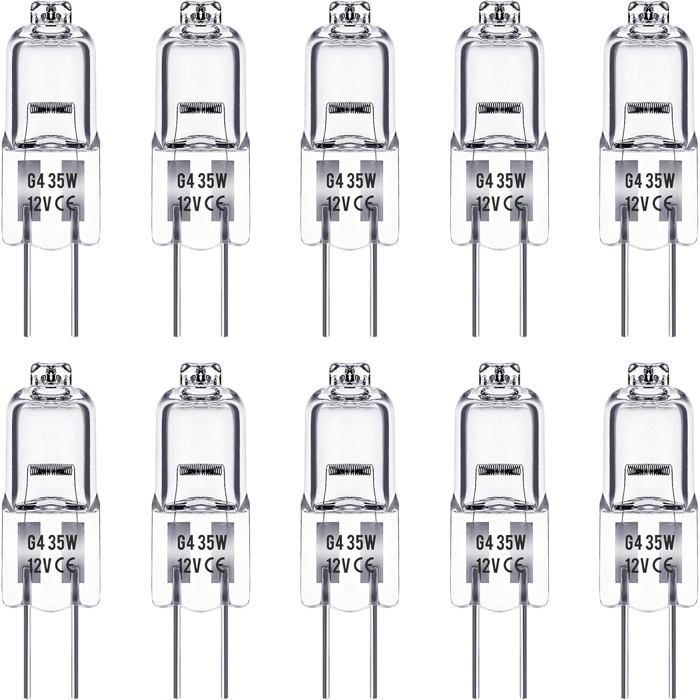Ampoule halogène G4-Lot de 10 ampoules halogènes G4 capsule 35W 12V 2800K dimmables angle 360° pour remplacement