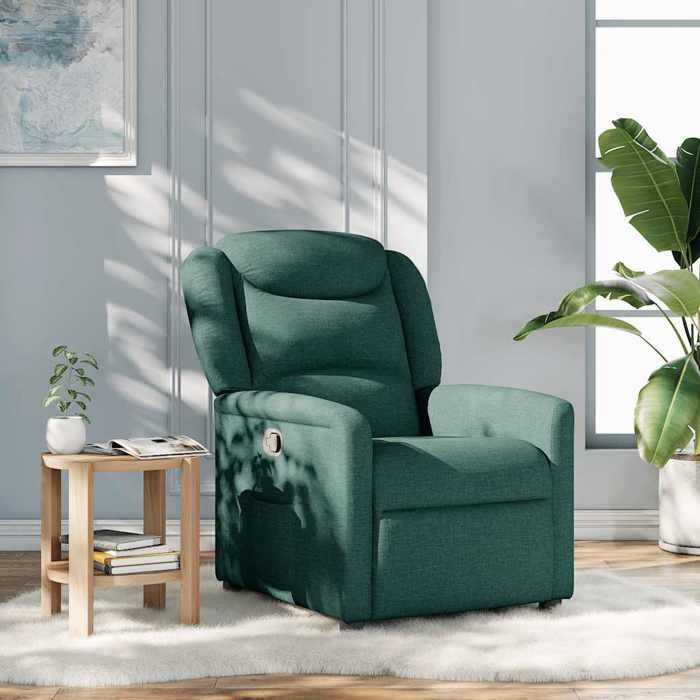 NEW 2026 Fauteuil inclinable - pour personnes âgées - bien rembourrés - Vert foncé Tissu 78x95x100 cm L5749