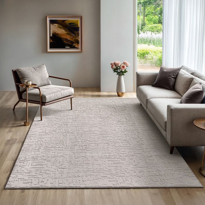 the carpet Rio tapis de salon moderne et doux avec dos antidérapant et aspect 3DBeige 200 x 280 cm D50