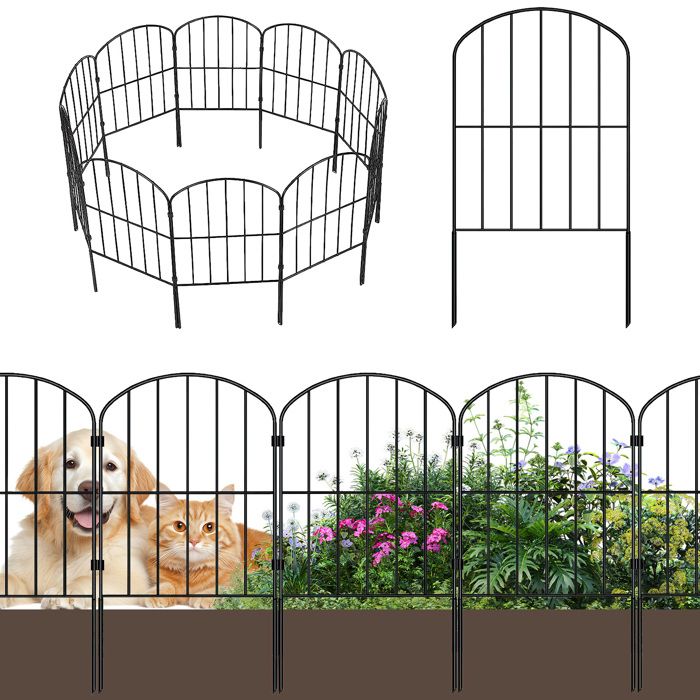 Clôture de jardin-10 barres étroites pour empêcher les petits animaux dentrer avec 2 piquets de sol épaissis
