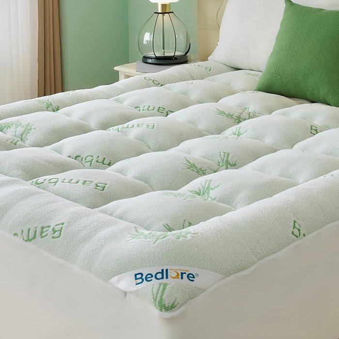 Surmatelas 160x200u202Fcm Matelassé sur Matelas 2 Personnes Rafraichissant en Viscose de Bambou Respirant 160x200x40 Vert