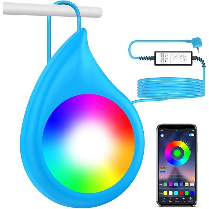 Projecteur Piscine à LED pour Piscine hors sol 20W Smart LED Lampe Piscines Couleur Contrôlé par APP Timing Synchronisation