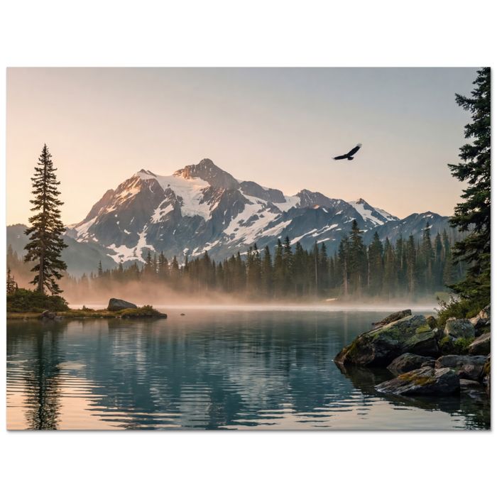 Fond de Hotte - Crédence de Cuisine Protection Murale - Montagnes - Eau - Arbres 70x55 cm Sable - OnlyWow