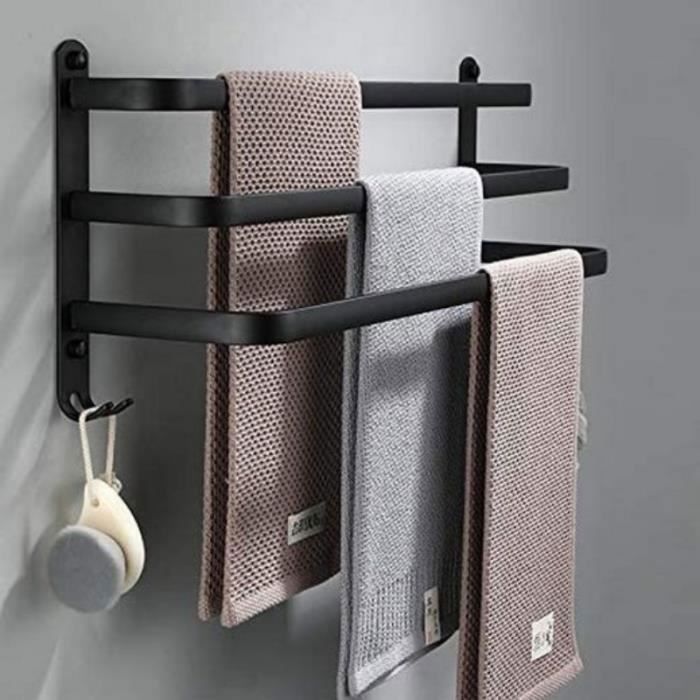 Porte-serviettes 3 étages Noir Porte-serviettes - Pour les salles de bains les chambres à coucher - 50cm Noir noir PORTE SERVIETTE