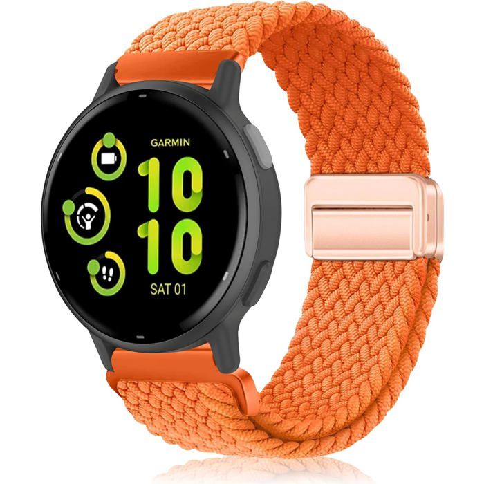 20mm Nylon Bracelet pour Garmin Forerunner 165/165 Music/570 42mm/245/70/170 43mm/Vivoactive 6/5-Orange