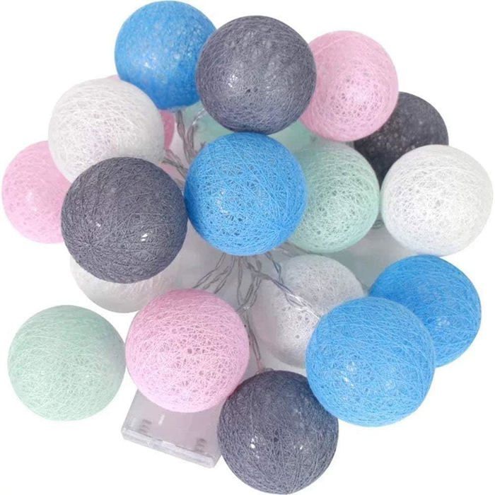 Lampe boule de coton à piles - 3 m 20 LED applique murale dintérieur décoration pour Noël mariage et fêtes .