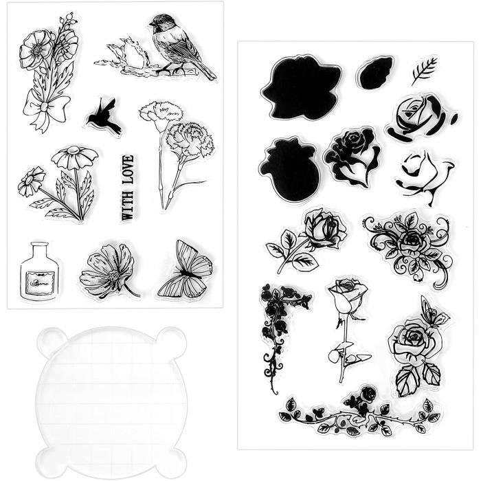 AIPAIDE 2 Feuilles Tampon Scrapbooking Stickers Timbre en Silicone