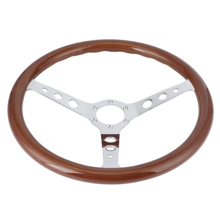 Volant Classique En Bois De Noyer 380 Mm (15") - 3 Rayons Acier, 6 Trous Universel | Pour Modification Voiture, Style Rétro - 7