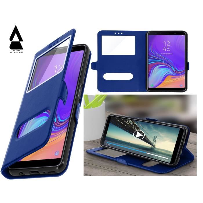 Pochette SAMSUNG S7 Bleu - Cdiscount T?�l?�phonie
