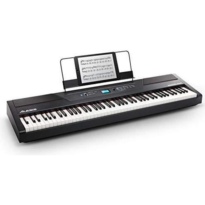 alesis recital pro   piano numérique avec un clavier de 88 touches à mécanique de marteau, 12 voix premium, enceintes intégrées,