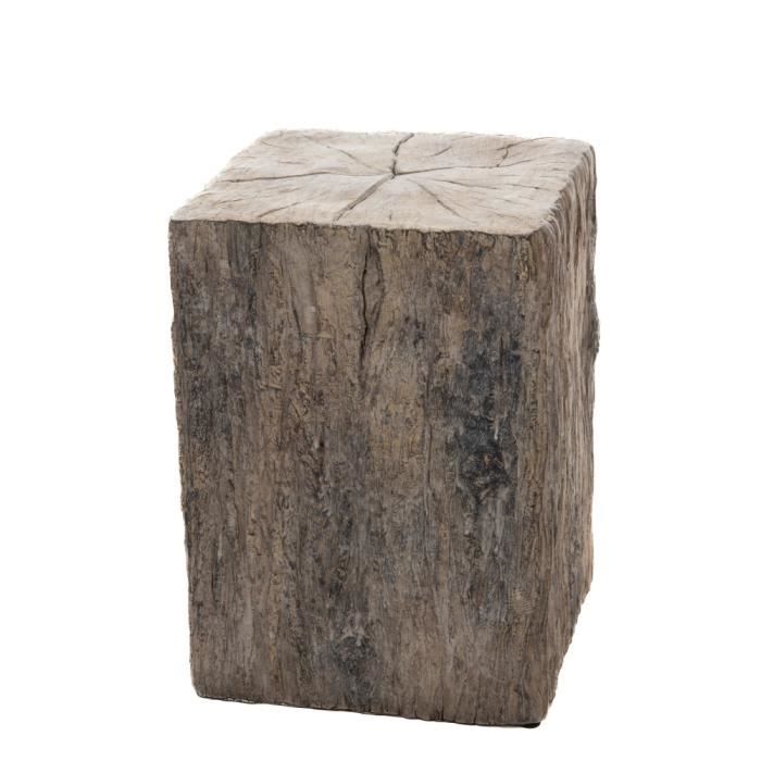 bout de canapé carré en ciment imitation bois - amadeus 20 marron - style vintage - garantie 2 ans