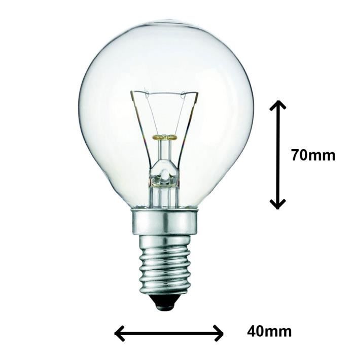 Lampe de four 40W pour usage dans un four Siemens. 240v. Résistante à la  chaleur jusqu'à 300°. Ampoule pour cuisinière SES (E14) - Cdiscount Maison