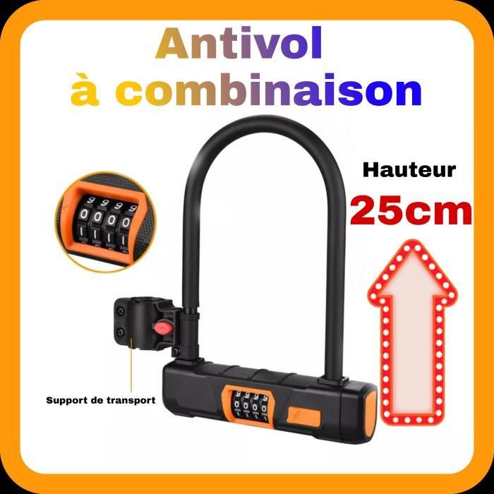 Antivol U à combinaison code chiffres avec support cadre vélo pour trottinettes électrique vélos (voir photo)