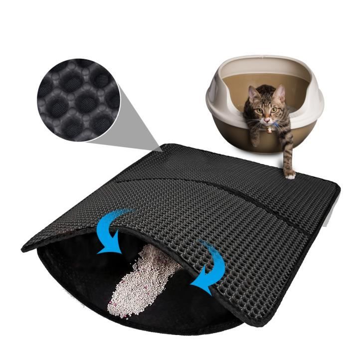 Meilleurs prix pour Tapis Litières pour Chat 55x75cm Coussin de Bac à Litière Pliable pour Chat Double Couche non Toxique en Nid d'Abeille - Noir