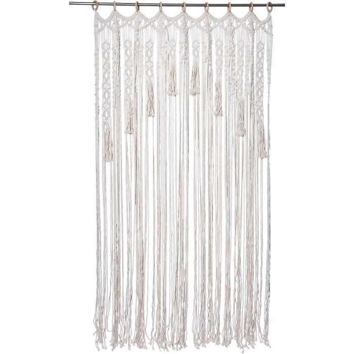 Rideaux En Macramé Pour Fenêtre, Porte, Décoration Murale, Chambre à Coucher, Salle De Bain, Séparateur Bohème, Toile De Fond De Mariage, 99,8 Cm (L) X 209,9 Cm (H) (sans Tringle) (blanc Crème