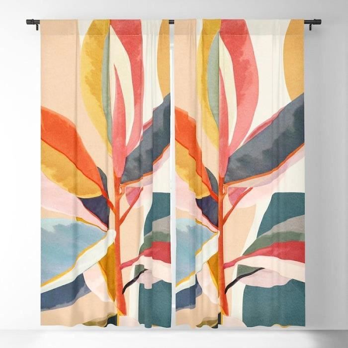 Fusion - Rideaux à Feuilles Vertes 117 x 183 cm - 2 Panneaux - 100 Fusion - Rideaux à Feuilles Vertes 117 x 183 cm - 2 Panneaux - 100