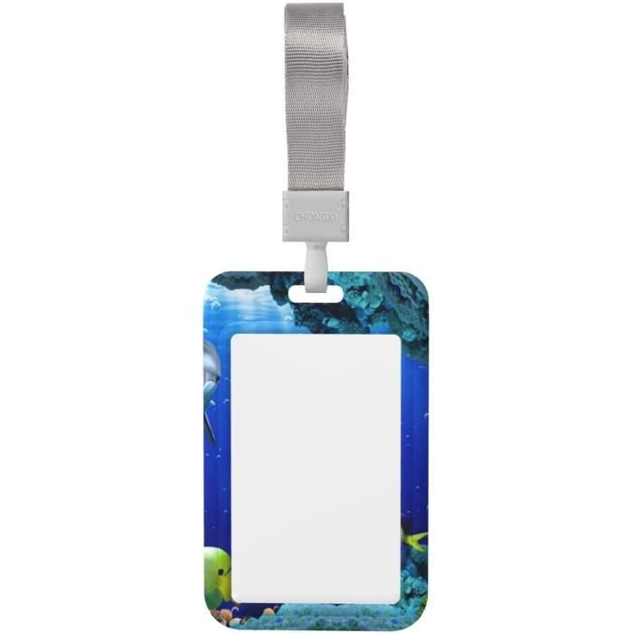 Porte-badge Sous-marin Avec Cordon - Motif Poisson Corail - Housse Transparente Pour Badge Professionnel
