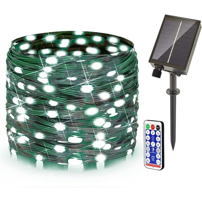 Guirlande Lumineuse Solaire 104 LED Pour Parasol - Étanche IP65, 8 Modes, Télécommande - Décoration Terrasse, Jardin, Noël