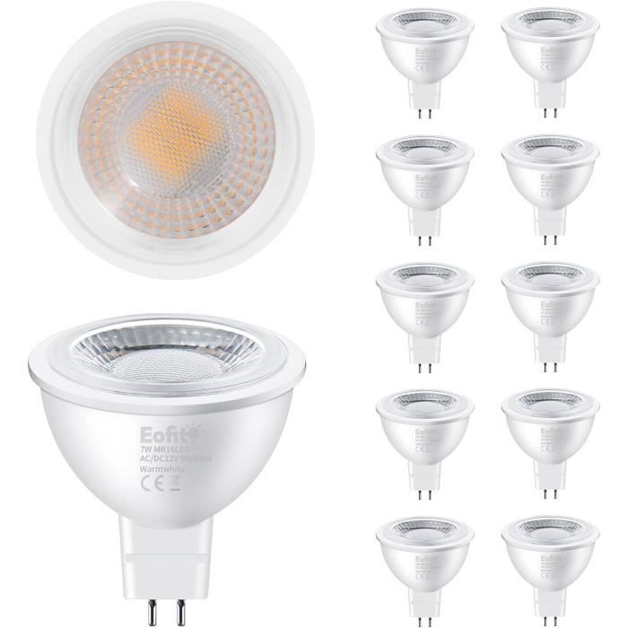 Ampoule LED GU5.3 Blanc Froid 6000K, MR16 LED 12V 3W Equivalent à 30W Halogène, Ampoules LED Spot Non Dimmable, Lot de 10 [Classe énergétique F