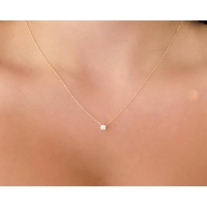 Collier en or avec diamant Pendentif solitaire d licat Collier