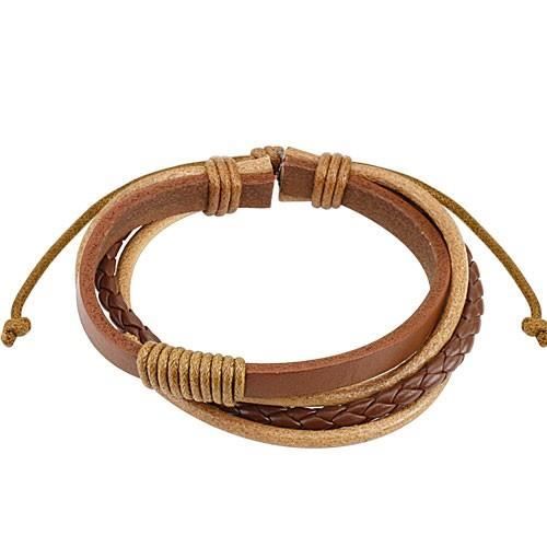 Bracelet en cuir marron réglable pour homme - Tendance et mixte
