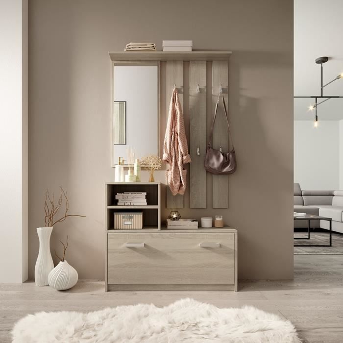 Meuble Entree Vestiaire Entree Ambre 85 Cm Effet Chene