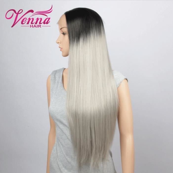 Ombre perruque noir gris blanc mélange de couleur brésilien malaisien  femmes de long Perruque Couleur Tone Couleur Gris clair Str - Cdiscount  Au quotidien