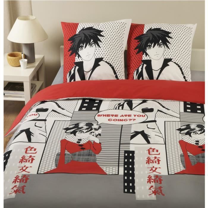 Parure Housse De Couette En 100 Coton Manga Cdiscount Maison