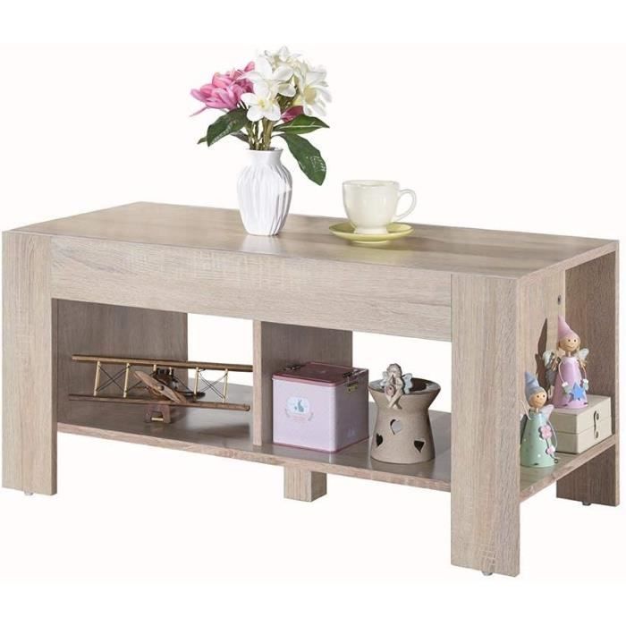 Yaheetech Table Basse Salon Bois Pied X Avec Étagère - Noir 100x50x45 Cm - Meuble Rangement Moderne