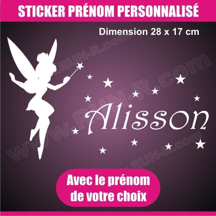Sticker Mural Fée Clochette Avec Prénom - 30 Cm, Personnalisable, Neuf, Fabriqué En France