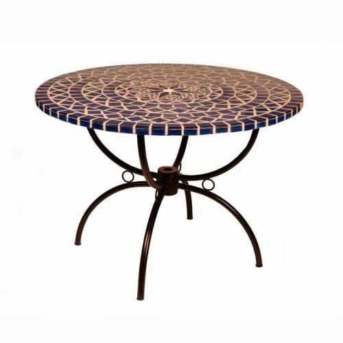Table Ronde Mosaique Bleue Diam 110 Cm Medicis Achat Vente