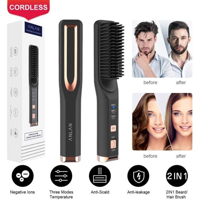 Lisseur Barbe Sans Fil Anlan Lisseur Barbe Homme Multifonctionnel Peigne Barbe Lisseur Boucleur Cheveux 2 En 1 Ceramique Chauffant Achat Vente Fer A Lisser Cdiscount
