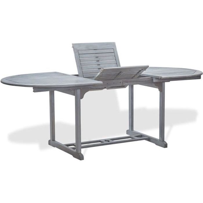 Table De Jardin Extensible Contemporain Bois D Acacia Massif Gris 150 200 X 100 X 74 Cm Avec Un Trou De Parasol Achat Vente Table De Jardin Table De Jardin Vendue Seule Cdiscount