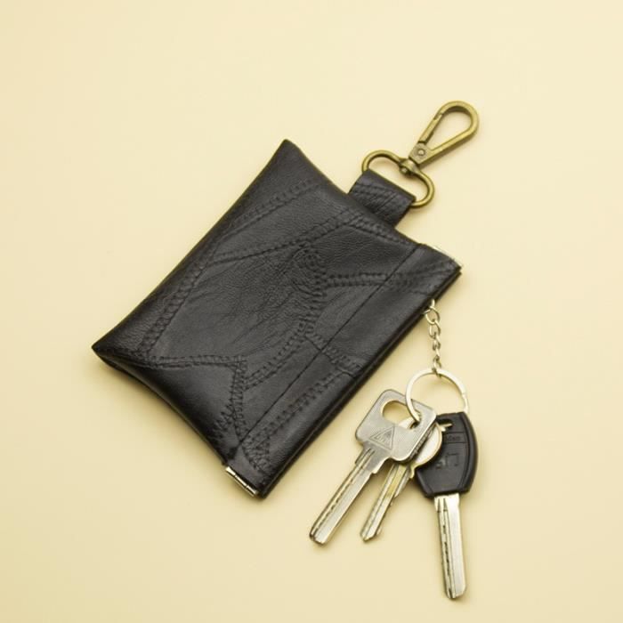 Porte-Clés En Cuir Bleu - Porte-Cartes Avec Compartiment - Cuir De Vachette - Design Compact