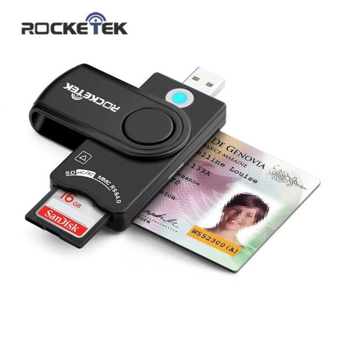 Lecteur de carte,Rocketek USB 2.0 multi Lecteur de Carte À Puce SD