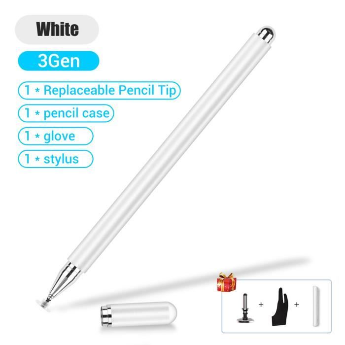Stylet,Stylet de dessin universel, pour Android iOS, stylo tactile, pour  iPad, iPhone, Samsung, Xiaomi, tablette - White 3 Gift
