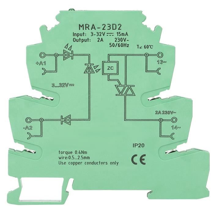 Produktbild von MRA-23D2 Halbleiterrelais – Ultradünn 6,2 Mm DIN-Schiene, 3-32 VDC Eingang, 230V/2A, IP20